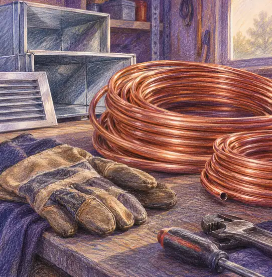 Illustration of hvac businesses equipment and workspace
