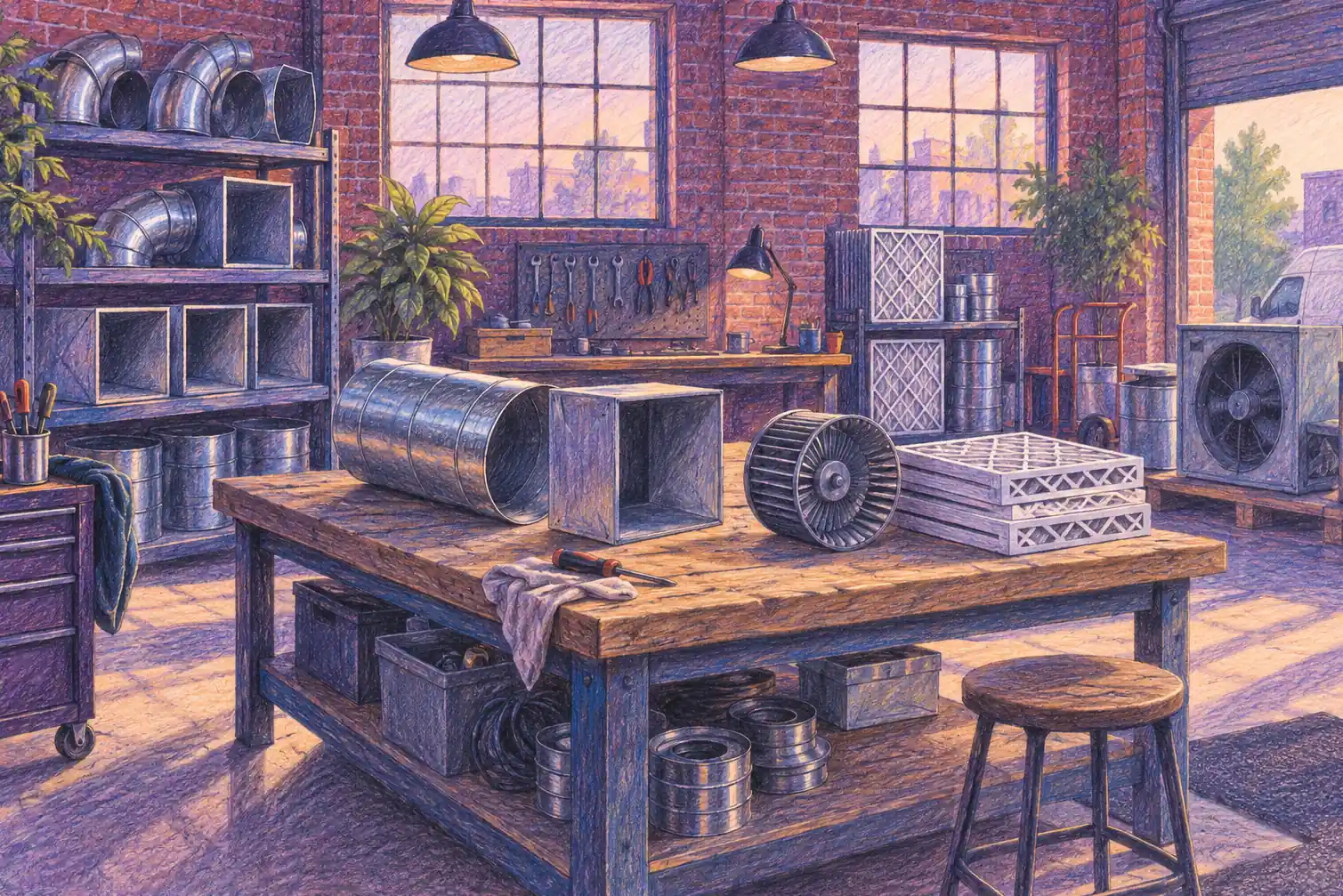 Illustration of hvac businesses and their working space